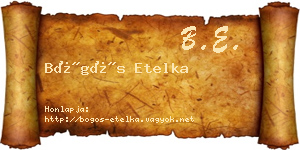 Bögös Etelka névjegykártya